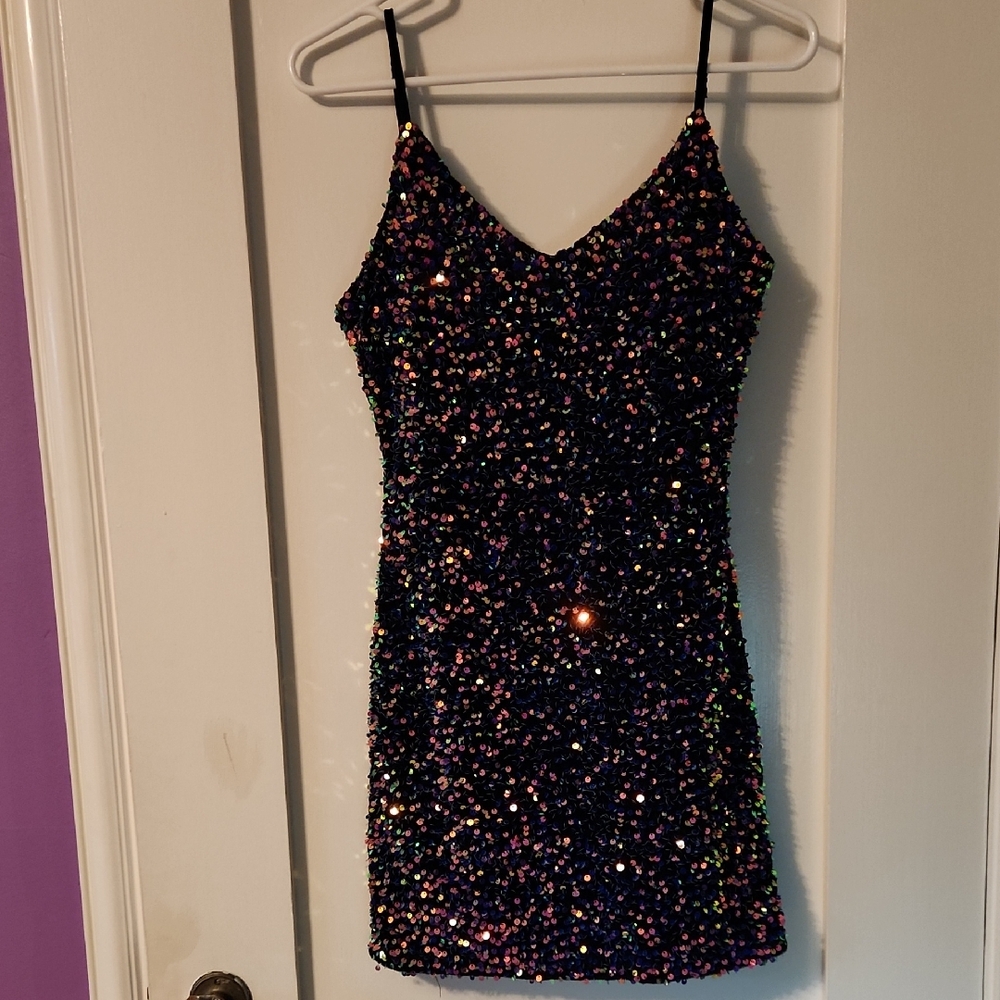 Sequin Spaghetti Strap Dress